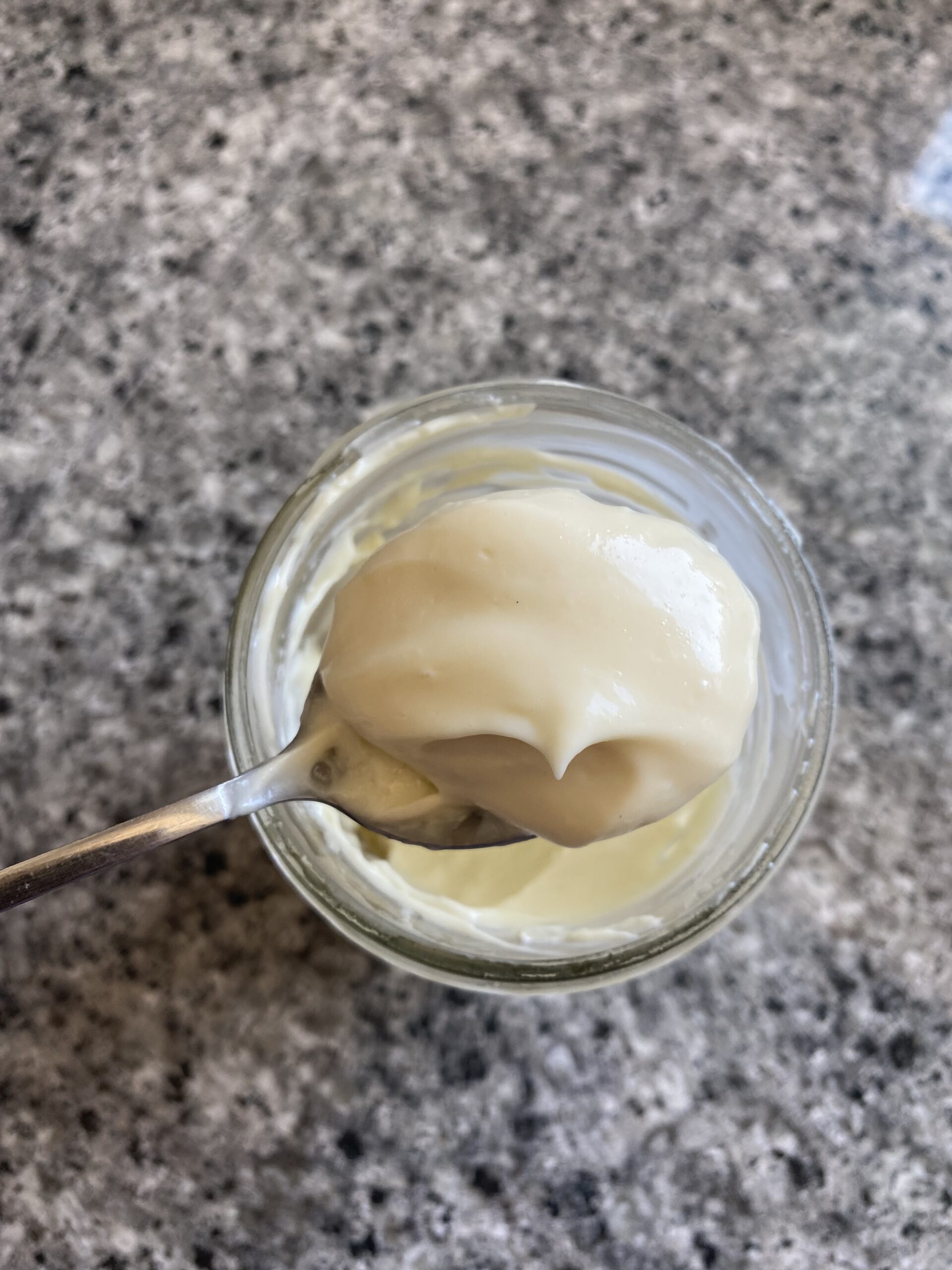 A spoonful of homemade mayo.