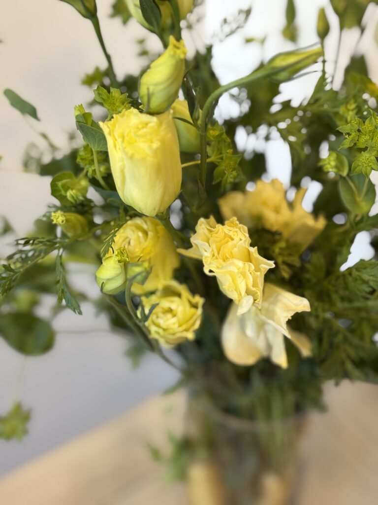 close-up shot of the flowers.