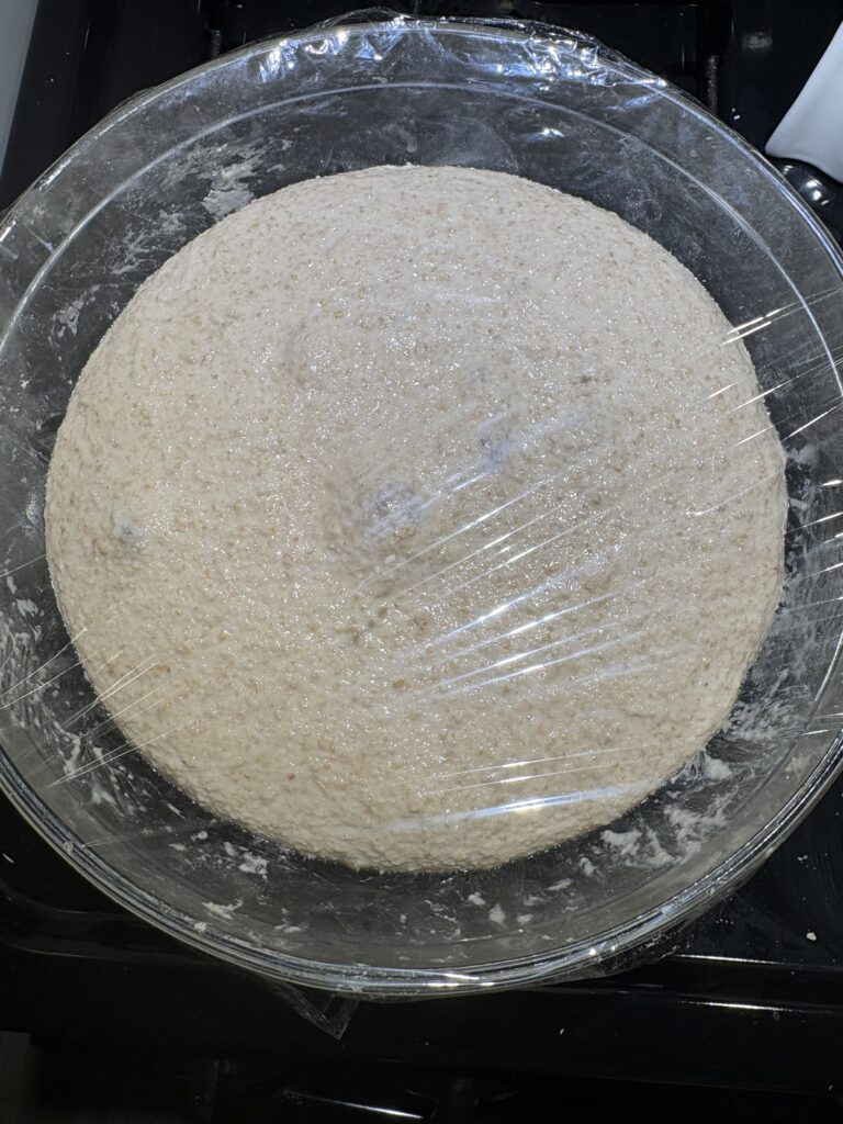 All bubbly and ready to be punched down and shaped for the overnight cold proof.