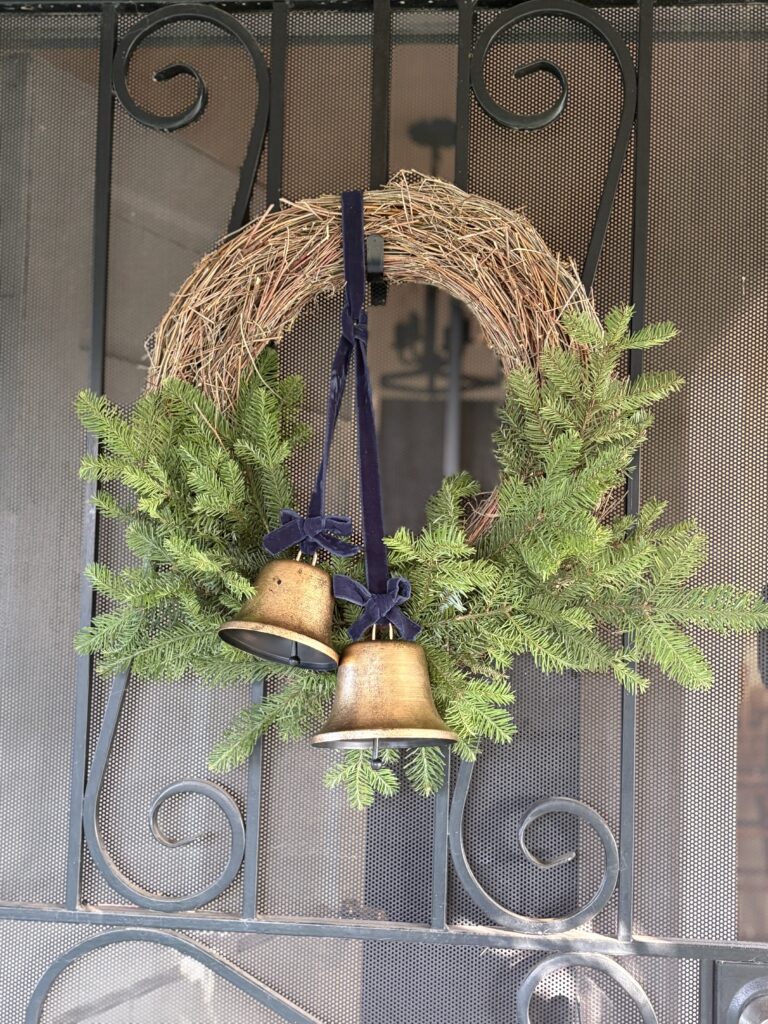 Christmas wreath with vintage bells.