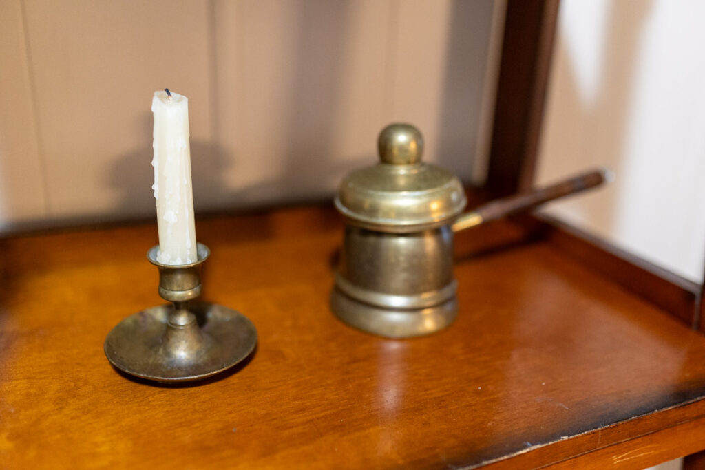 brass candle holder and Turkish coffee maker
