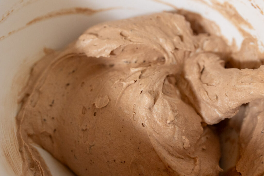 fully mixed batter for chocolate mousse