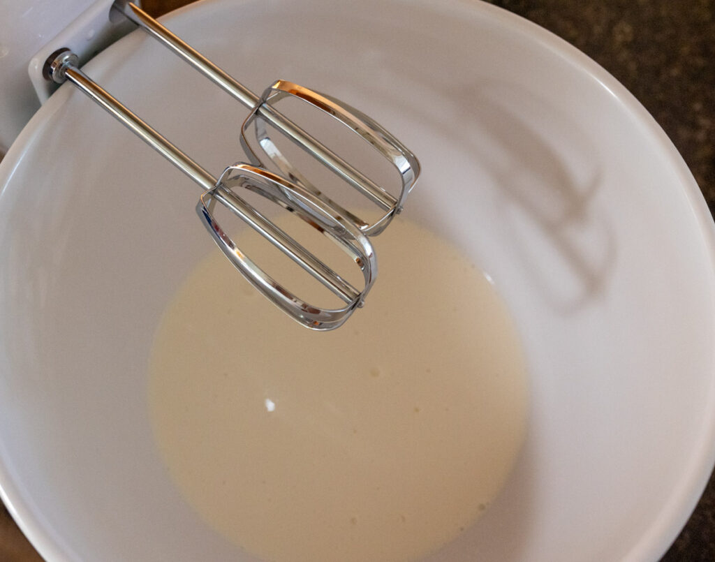 mixing the heavy whipping cream