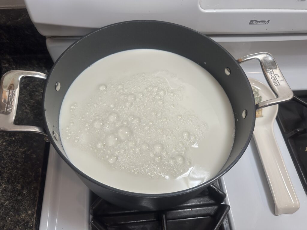gallon of milk in a large pot