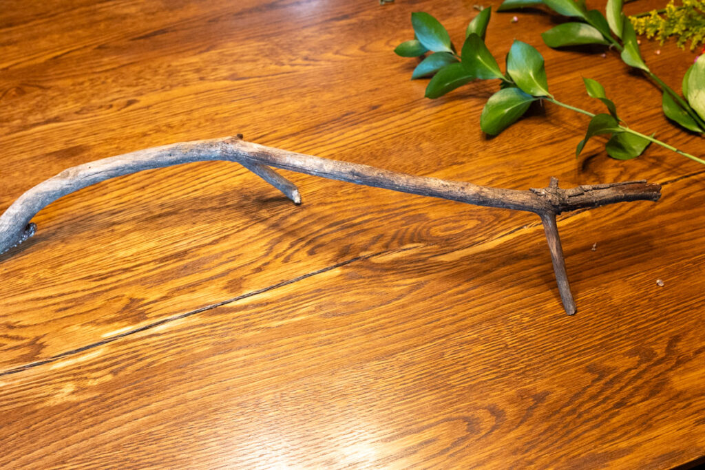 branch to hang flowers on to dry