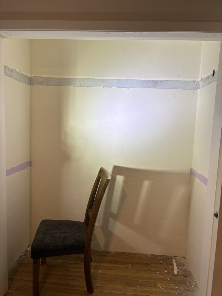 We took out the two poles and shelf.